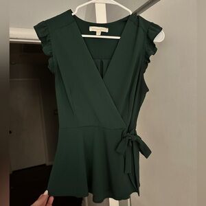 Hunter Green V-Neck Blouse